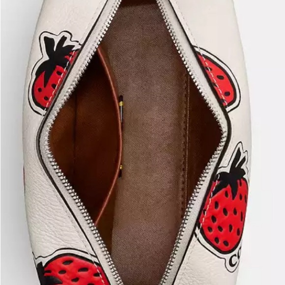 Coach White and Red Strawberry Print Pouch - Picture 4 of 4